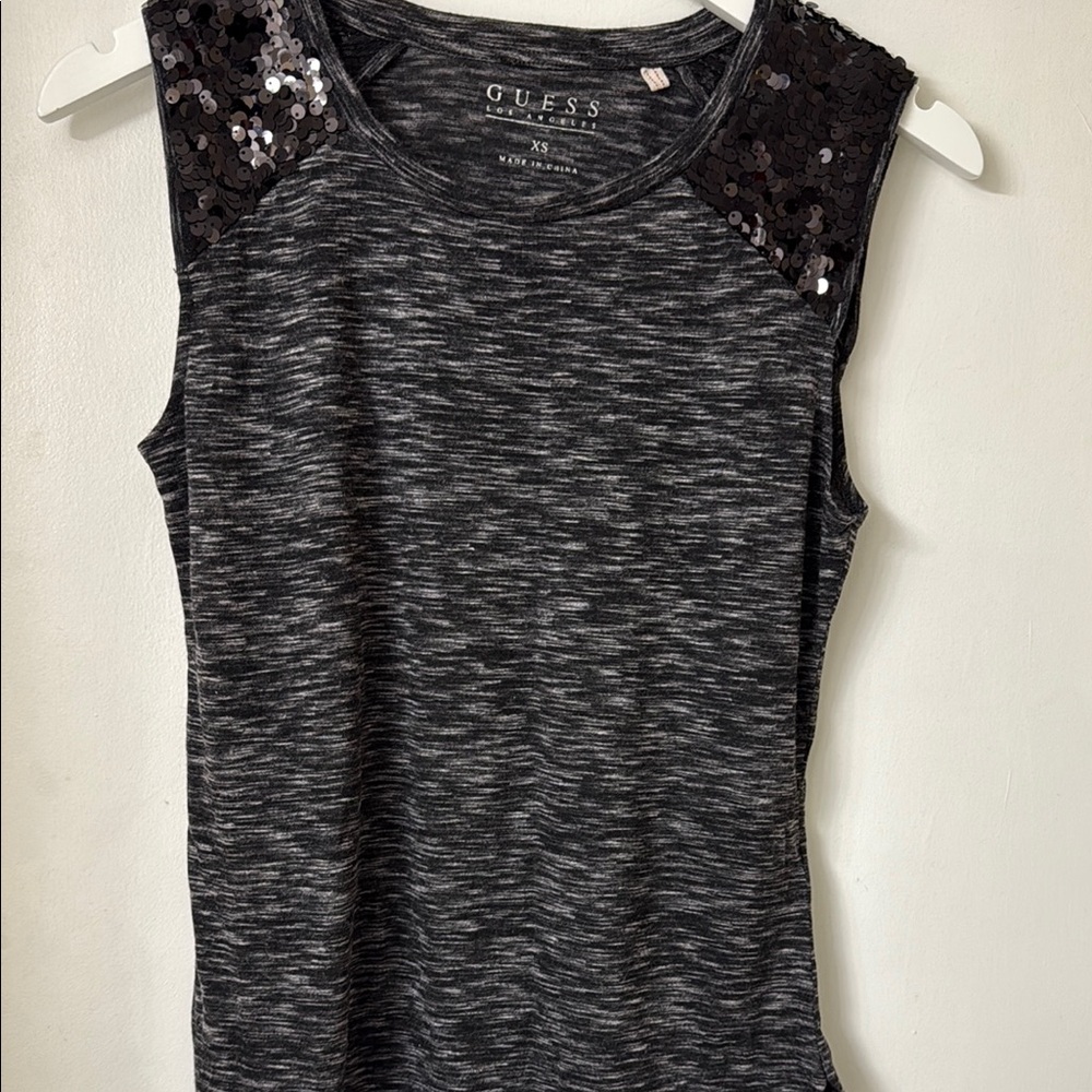GUESS Black Sleeveless Top with Sequin Detail